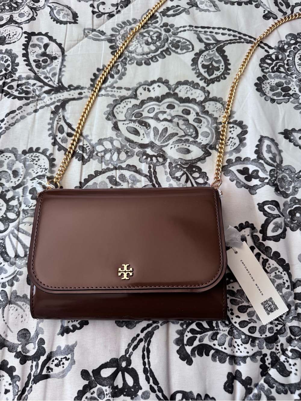 Tory Burch Brown Leather Chain Crossbody with Gold Hardware - Picture 2 of 5